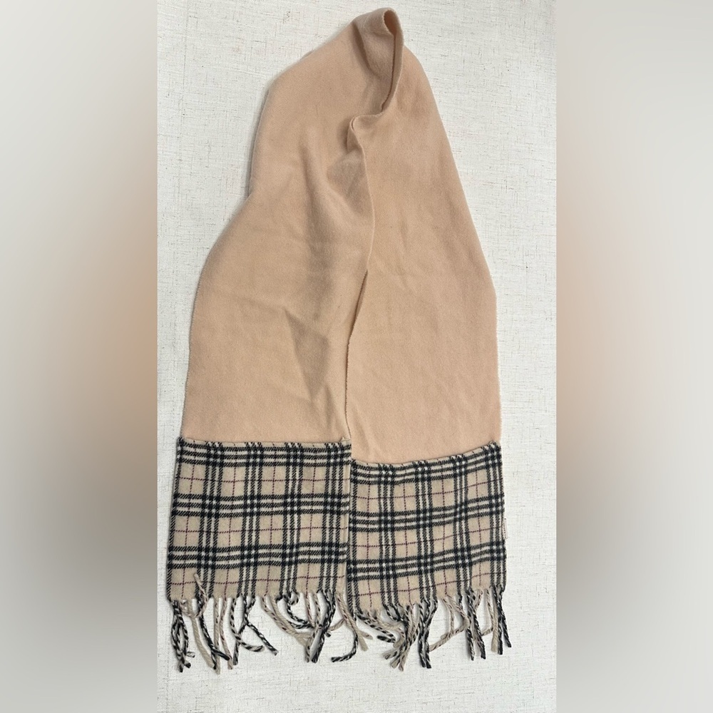 Burberry Kids Check Scarf in Beige and Black - Picture 6 of 9